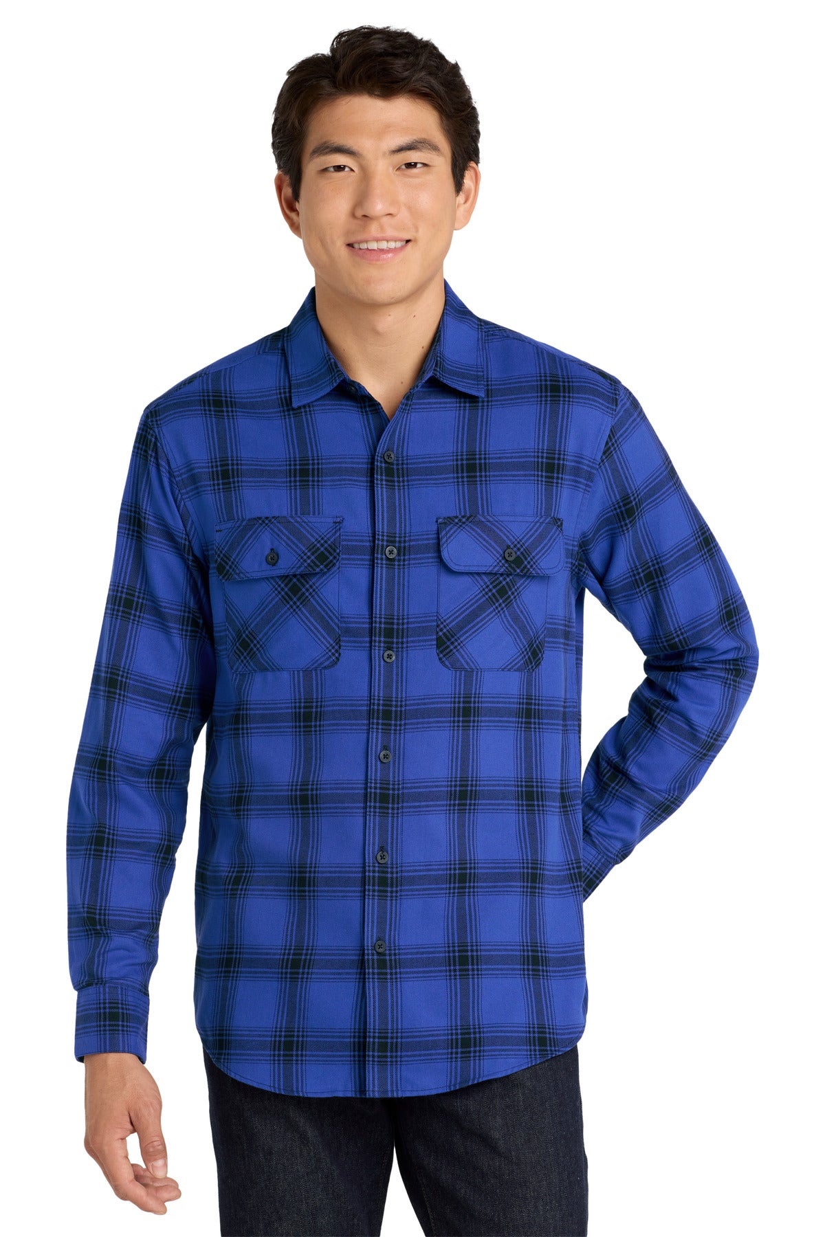 Royal/ Black Open Plaid