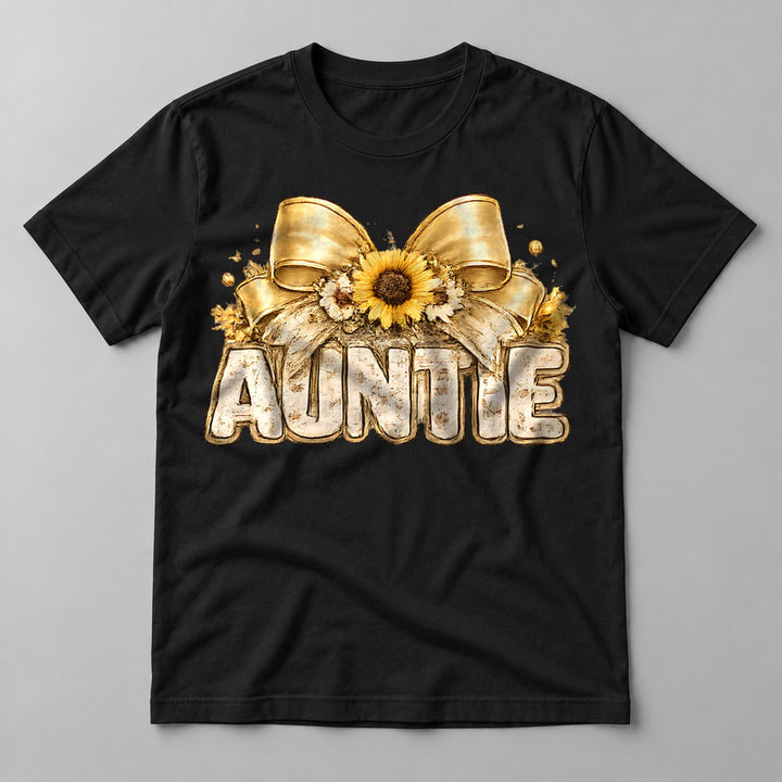 Auntie Sunflower Bow tee in Black