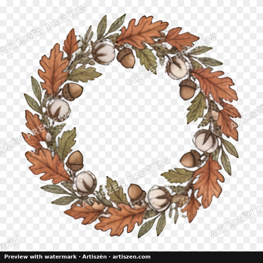 Autumn Cotton Wreath PNG preview