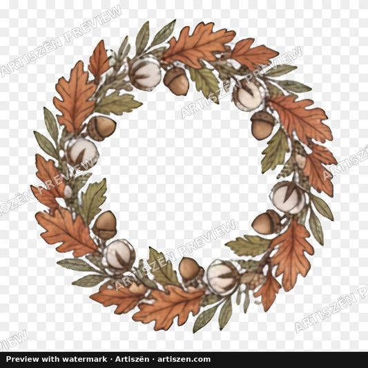 Autumn Cotton Wreath PNG preview