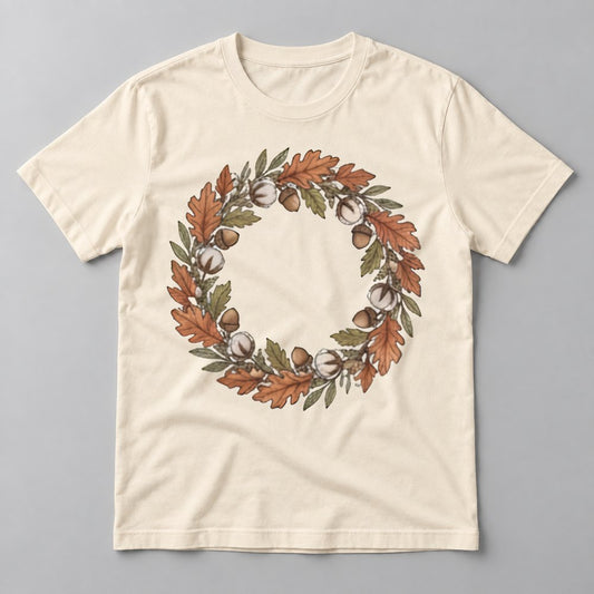 Autumn Cotton Wreath tee in Natural