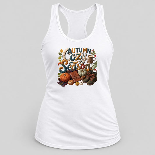 Autumn Cozy Season Knit racerback tank in White