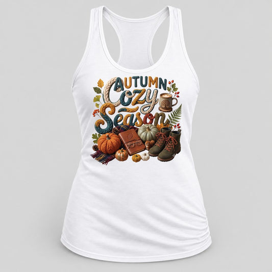 Autumn Cozy Season Knit racerback tank in White