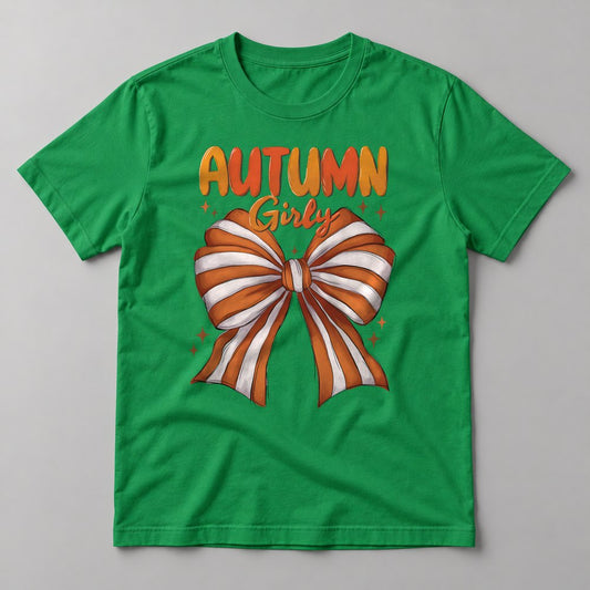 Autumn Girly Bow tee in Kelly Green