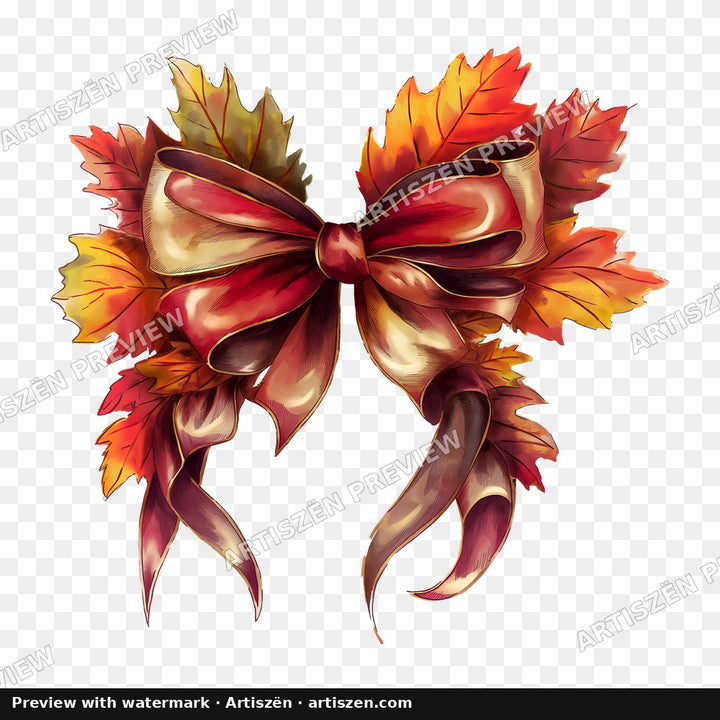 Autumn Leaf Bow PNG preview