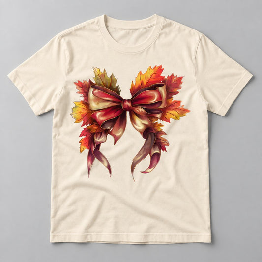 Autumn Leaf Bow tee in Natural