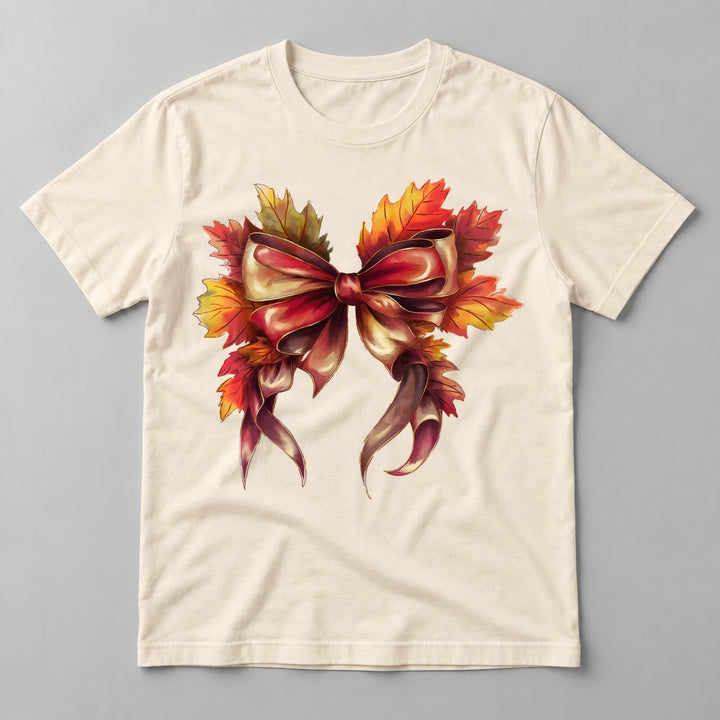 Autumn Leaf Bow tee in Natural