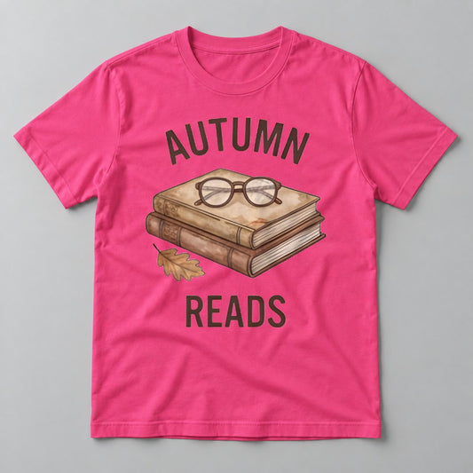 Autumn Reads tee in Hot Pink