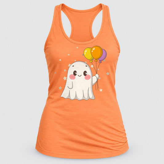 Balloon Ghost racerback tank in Light Orange