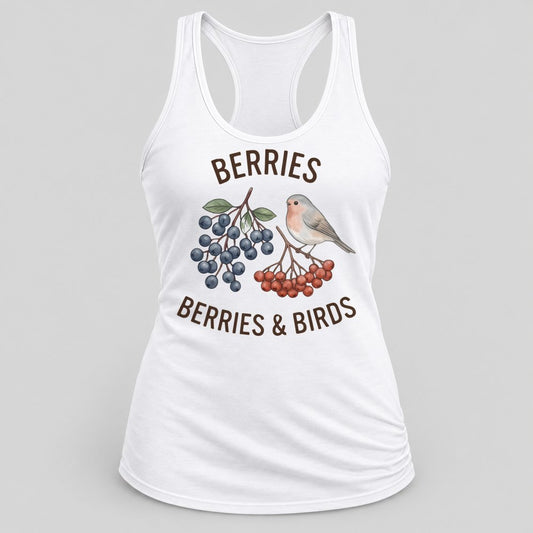 Berries & Birds racerback tank in White