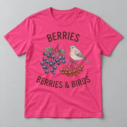 Berries & Birds tee in Hot Pink