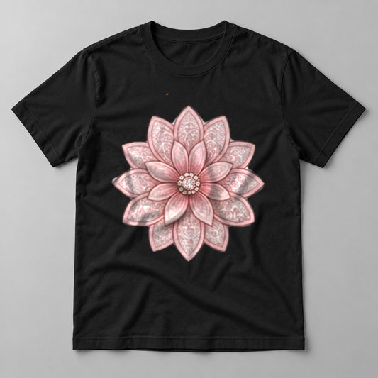 Blush Mandala Flower tee in Black
