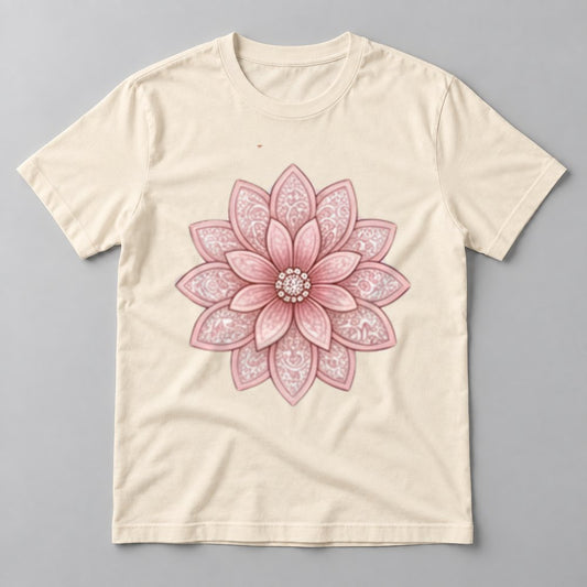 Blush Mandala Flower tee in Natural