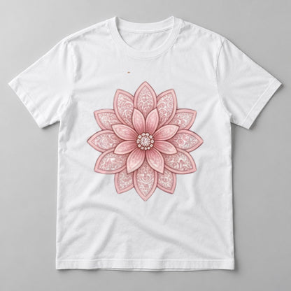Blush Mandala Flower tee in White