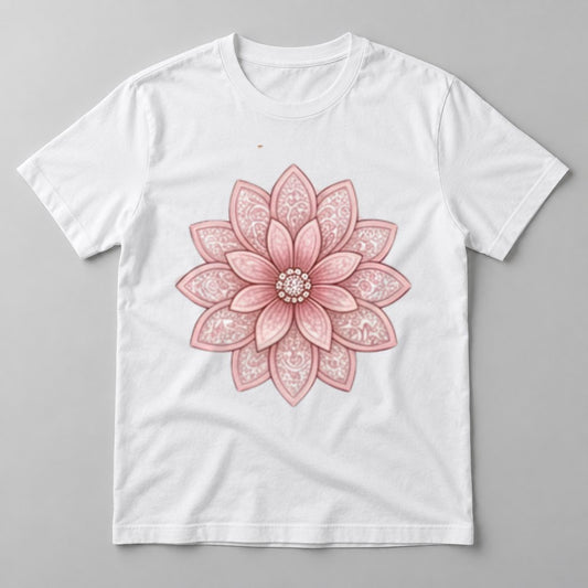 Blush Mandala Flower tee in White