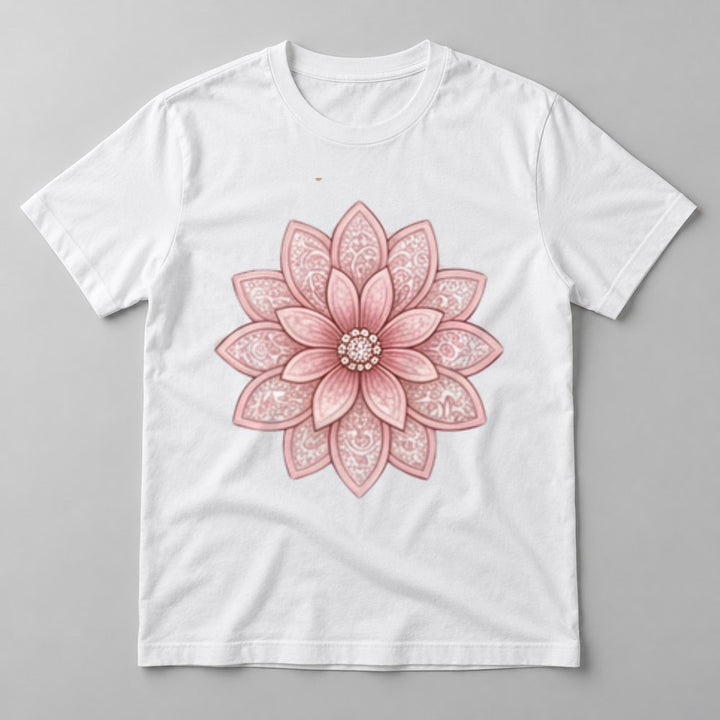 Blush Mandala Flower tee in White