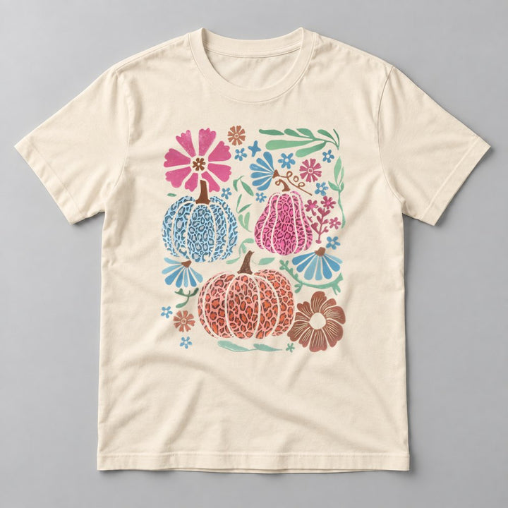 Boho Leopard Pumpkins tee in Natural