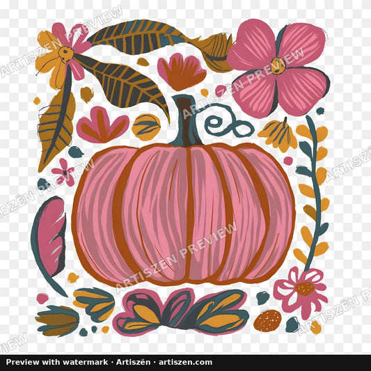 Boho Pink Pumpkin PNG preview