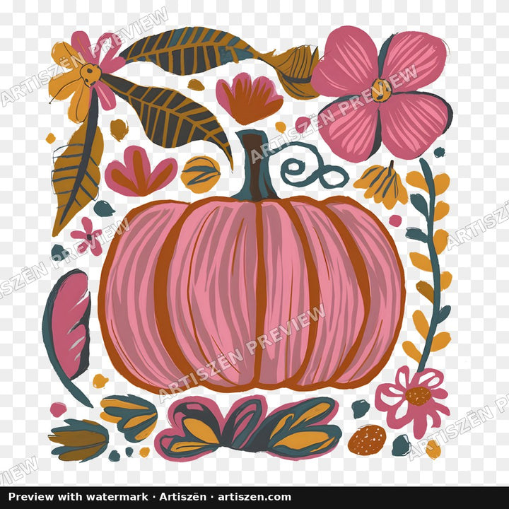 Boho Pink Pumpkin PNG preview