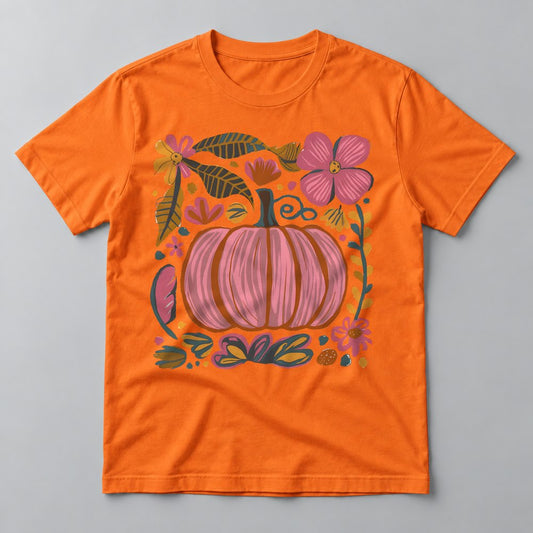 Boho Pink Pumpkin tee in Orange
