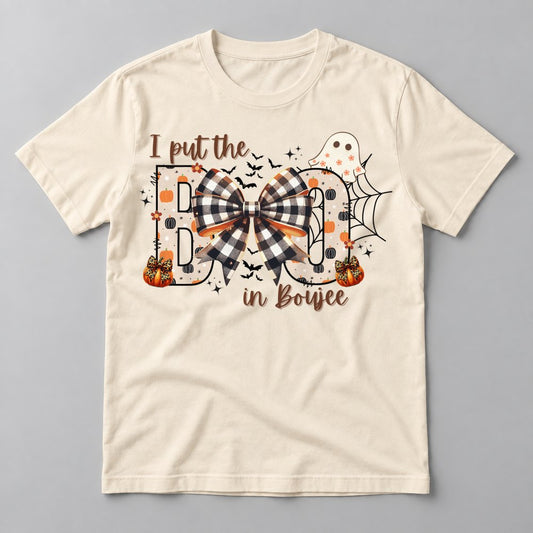 Boo in Bowjee tee in Natural