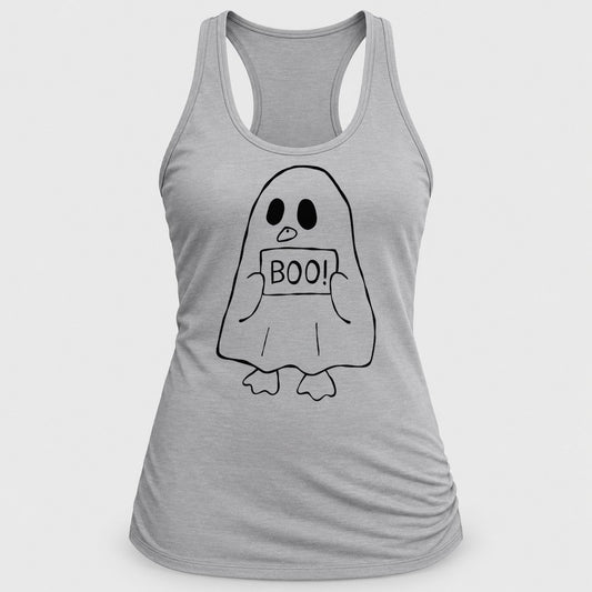 Boo Sign Ghost racerback tank in Silver