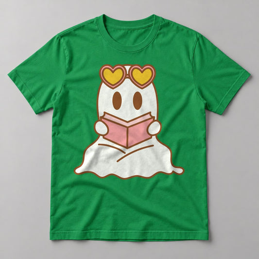 Bookish Ghost tee in Kelly Green