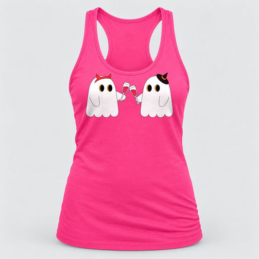 Cheers Ghosts racerback tank in Hot Pink