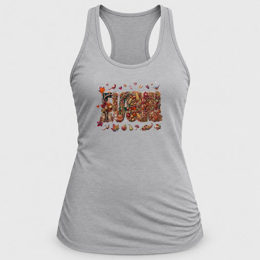 Cornucopia Jewel Fall racerback tank in Silver