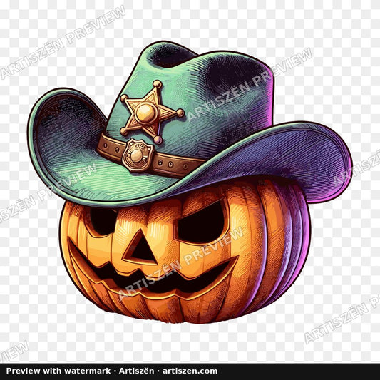 Cowboy Jack-o-Lantern PNG preview