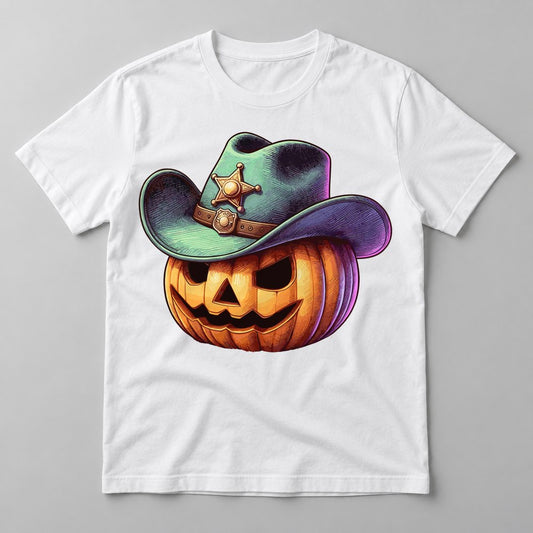 Cowboy Jack-o-Lantern tee in White