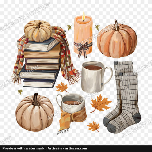 Cozy Books & Candles PNG preview