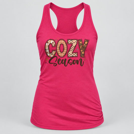 Cozy Season Retro racerback tank in Raspberry
