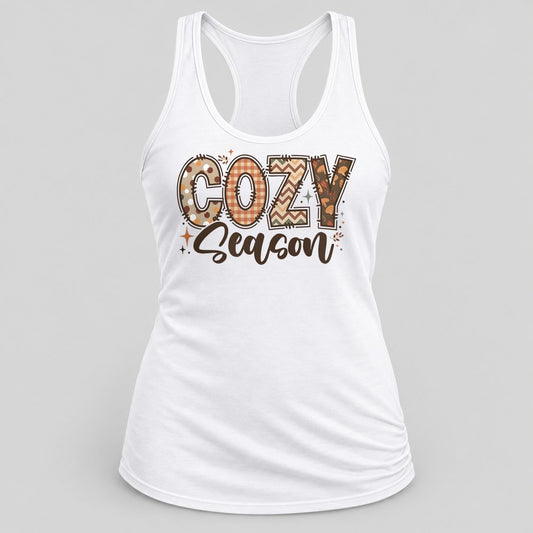 Cozy Season Retro racerback tank in White