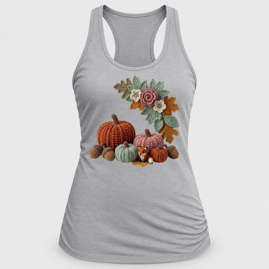 Crochet Pumpkin Patch racerback tank in Silver