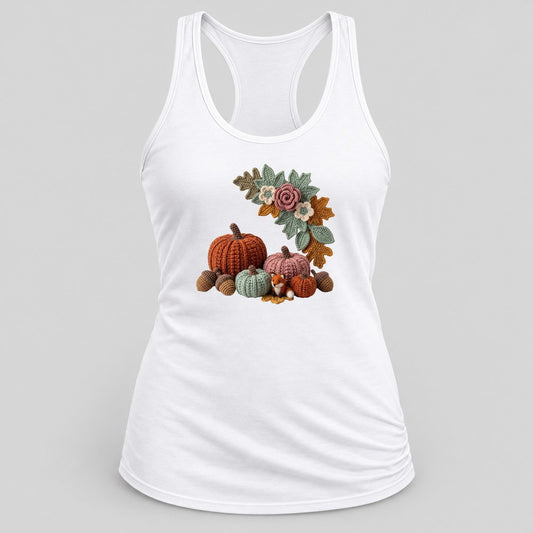 Crochet Pumpkin Patch racerback tank in White