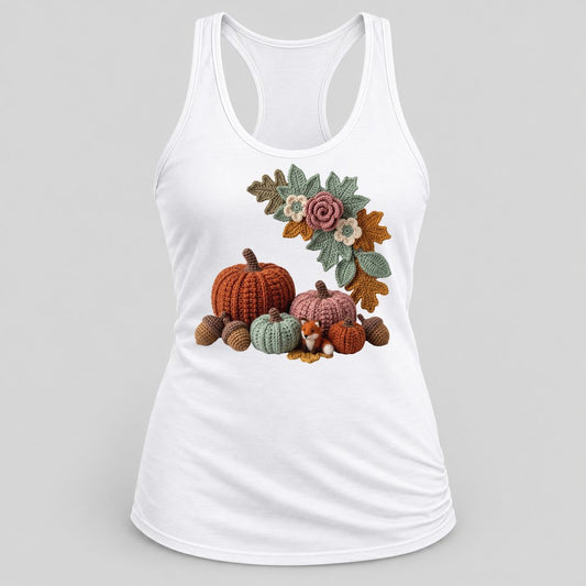 Crochet Pumpkin Patch racerback tank in White