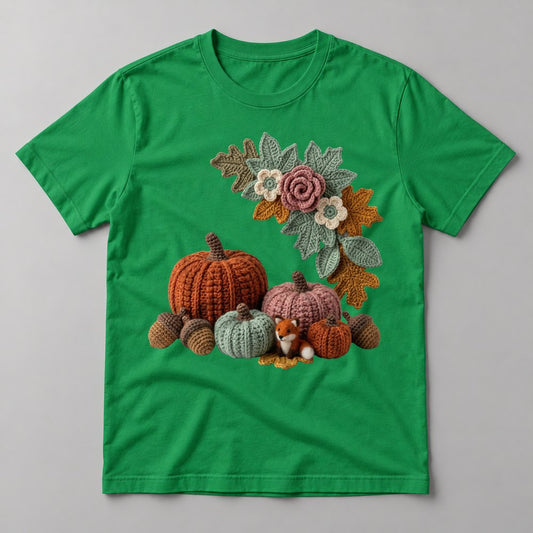 Crochet Pumpkin Patch tee in Kelly Green