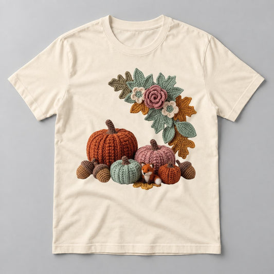 Crochet Pumpkin Patch tee in Natural