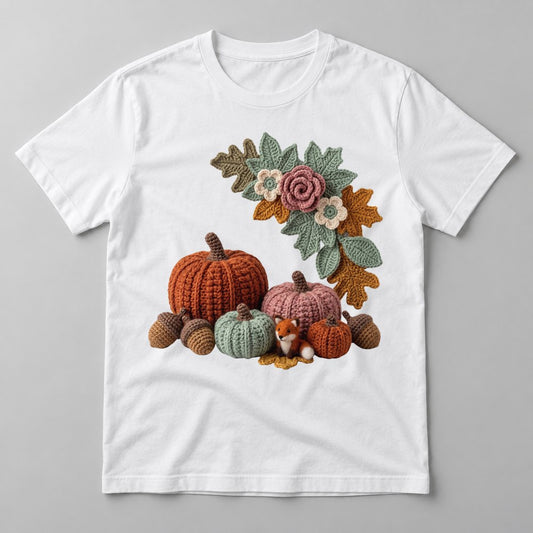 Crochet Pumpkin Patch tee in White