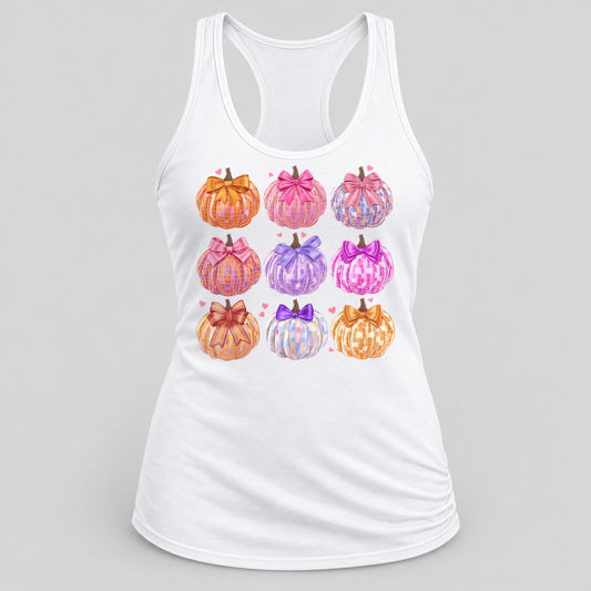 Disco Pumpkins Collage racerback tank in White