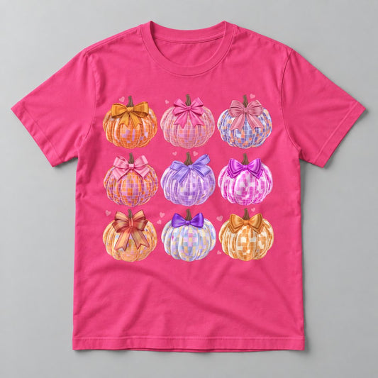 Disco Pumpkins Collage tee in Hot Pink