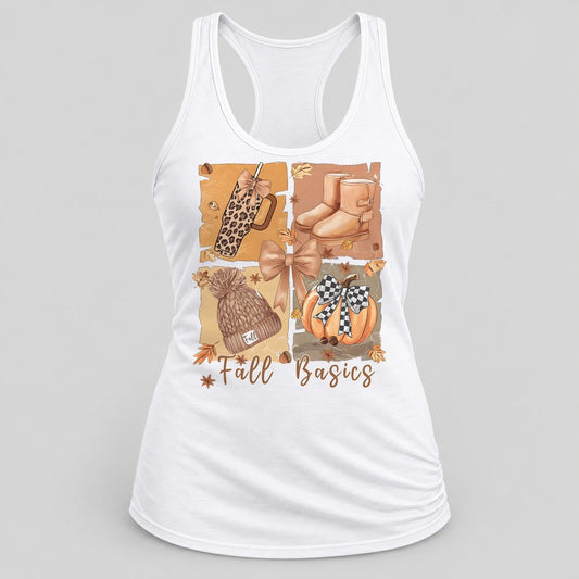 Fall Basics Patchwork racerback tank in White