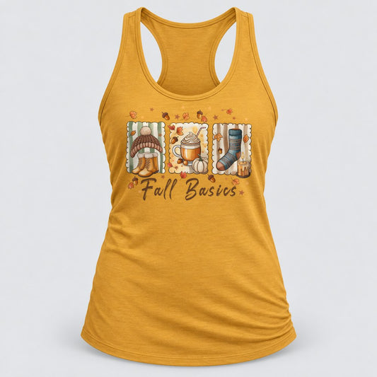 Fall Basics Trio racerback tank in Antique Gold