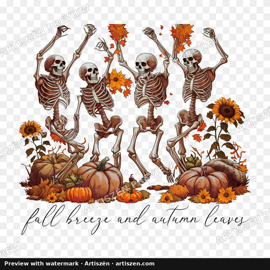 Fall Breeze Dancing Skeletons PNG preview