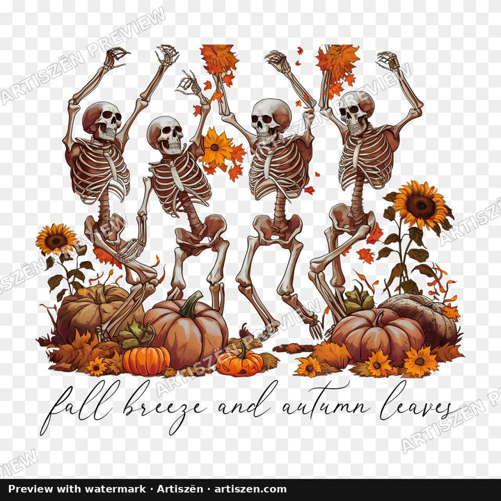 Fall Breeze Dancing Skeletons PNG preview