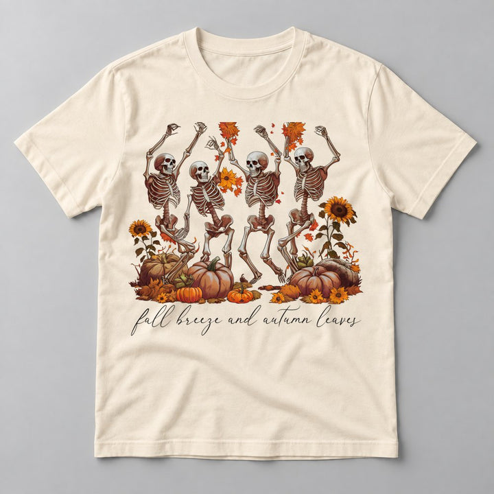 Fall Breeze Dancing Skeletons tee in Natural