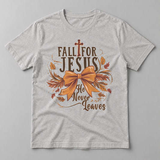 Fall for Jesus Bow tee in Athletic Heather