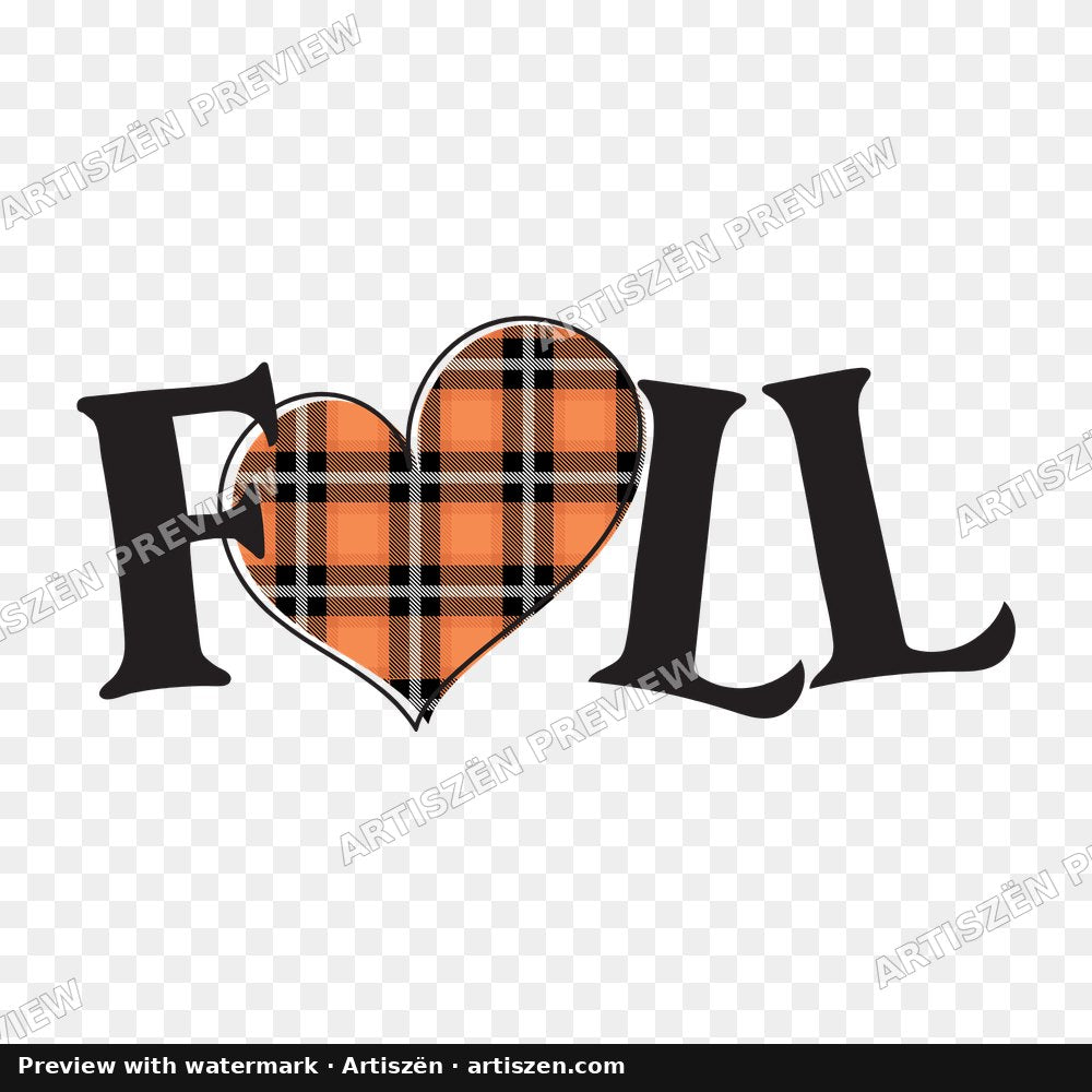 Fall Plaid Heart PNG preview