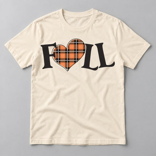 Fall Plaid Heart tee in Natural